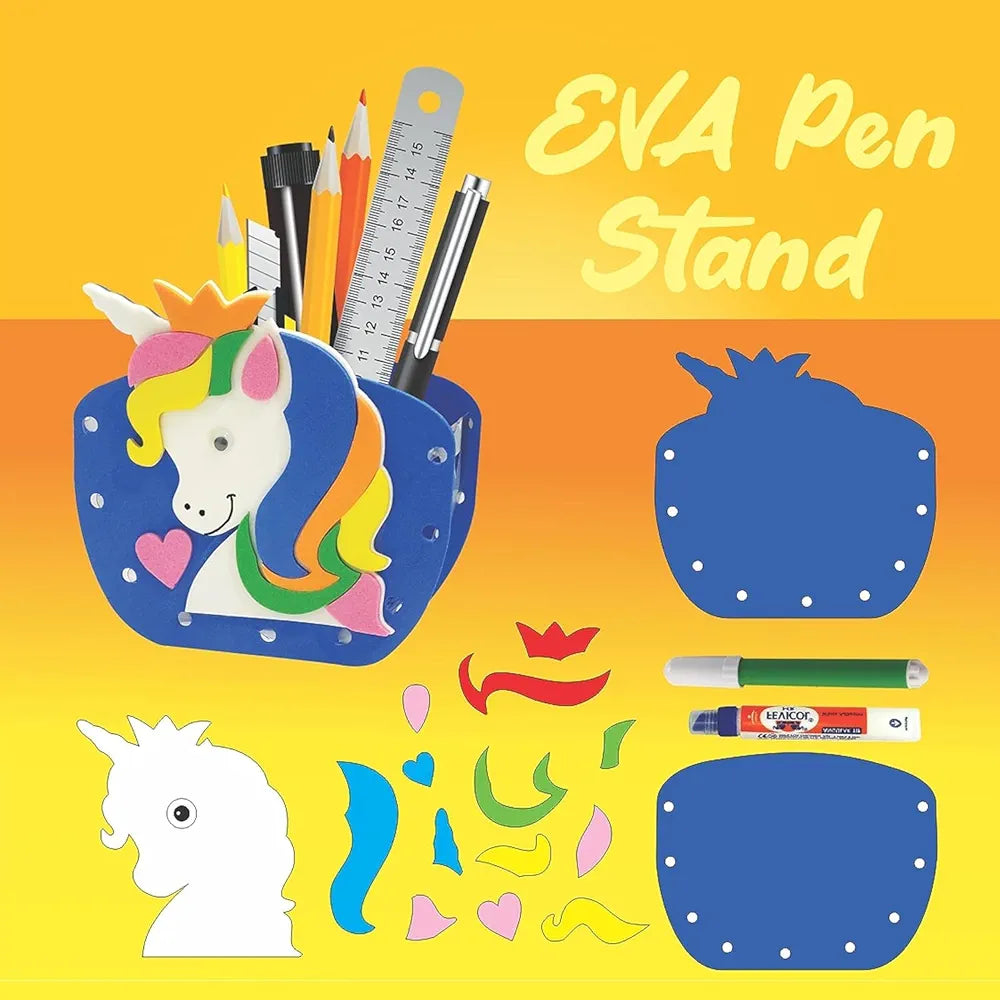 Unicorn Craft Kit 3-in-1 EVA DIY Kit | Create Pen Stand, Wind Chime & Eye Mask | Art & Craft Activity for Kids, Men & Women | Toy for Ages 5+