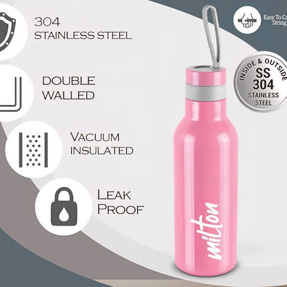 Milton smarty 600 Thermosteel 24 Hours Hot and Cold Water Bottle,490 ml,Water Bottle Pink