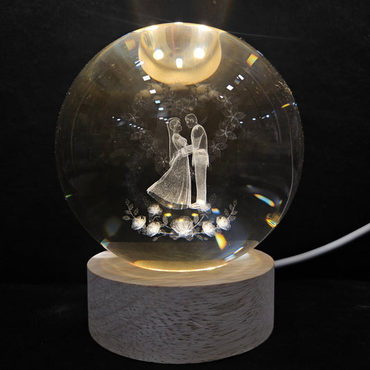 3D Galaxy Crystal Ball Night Lamp,with USB Table Colorful Wooden Crystal Ball for Home Decoration and Gifting purpose