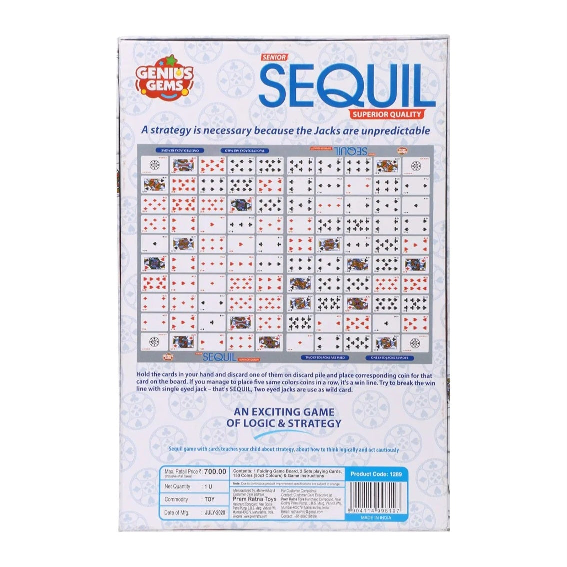 RATNA'S Sequil Game an Exciting Game of Logic & Strategy, Multicolor, Kids