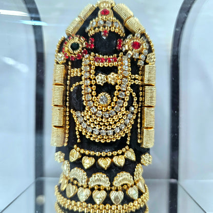 24 carats gold Plated Lord Balaji decorated with stones in transparent protective cabin