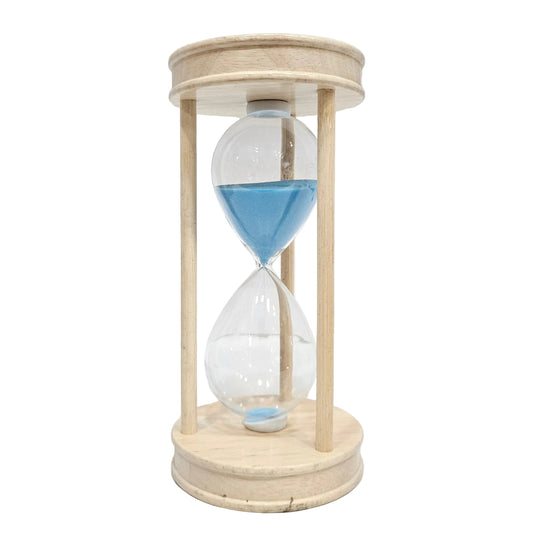 Wooden 60min Hourglass Sand Timer for Home Decor | Vintage Blue Sand Glass Timer Aesthetic Desk & Table Decor