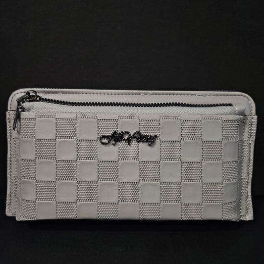 Leather Thin Slim Wallets for Women with Double Zipper