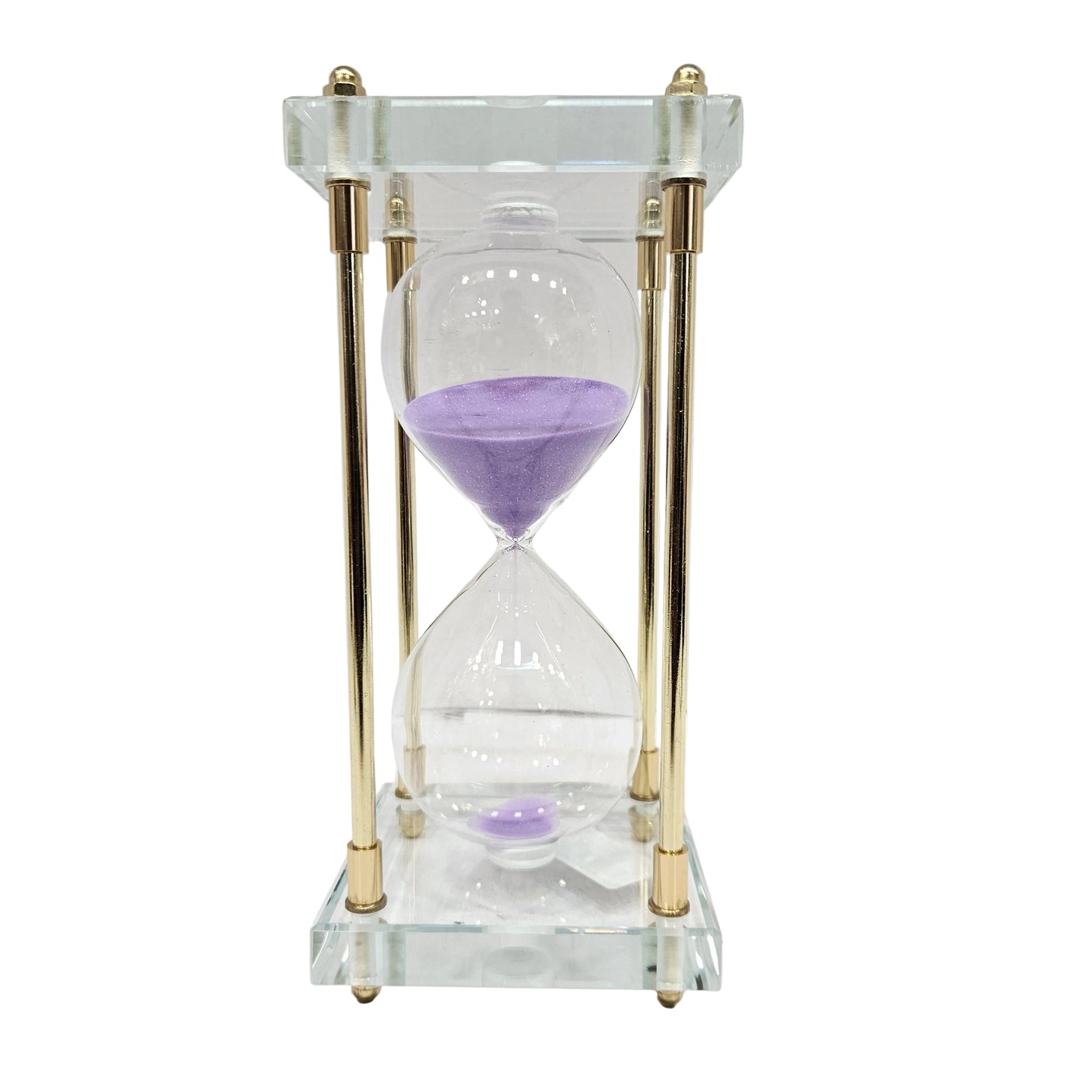 Hourglass Crystal Sand Timer Clock with Purple Sand Large Unique One Hour Glass Sandglass for Home, Desk, Office Decorative Showpiece & Working Timer