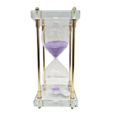 Hourglass Crystal Sand Timer Clock with Purple Sand Large Unique One Hour Glass Sandglass for Home, Desk, Office Decorative Showpiece & Working Timer