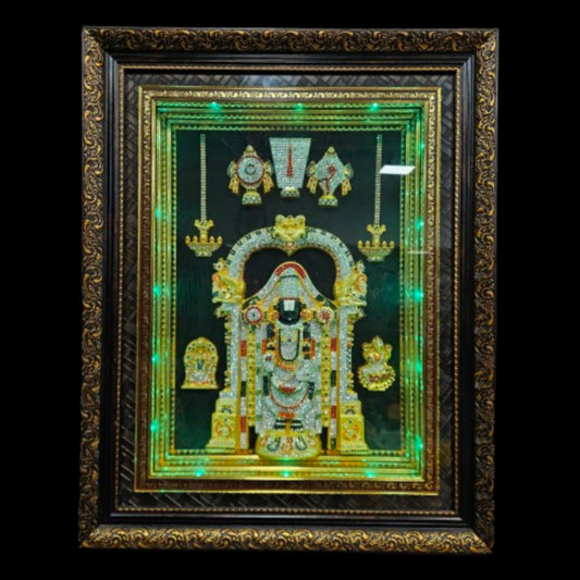 Lord Balaji Photo Frame with multi colour lighting & slokam perfect for Marriage gifting,house warming