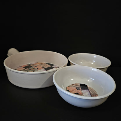 Kanch creative 3 piece set snack pack having two bowls & serving pan for Returning purpose