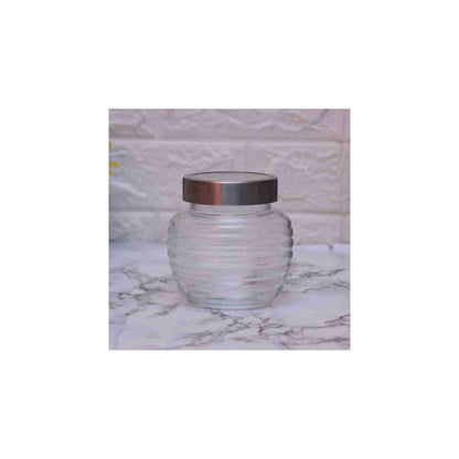 Clear Glass Round Radius Glass Jar Container With Rust Proof Air Tight Steel Lid/Suitable To Use In Your Home Office, Kitchen Storage/Glass Jars, 2 Pcs, Of Lids