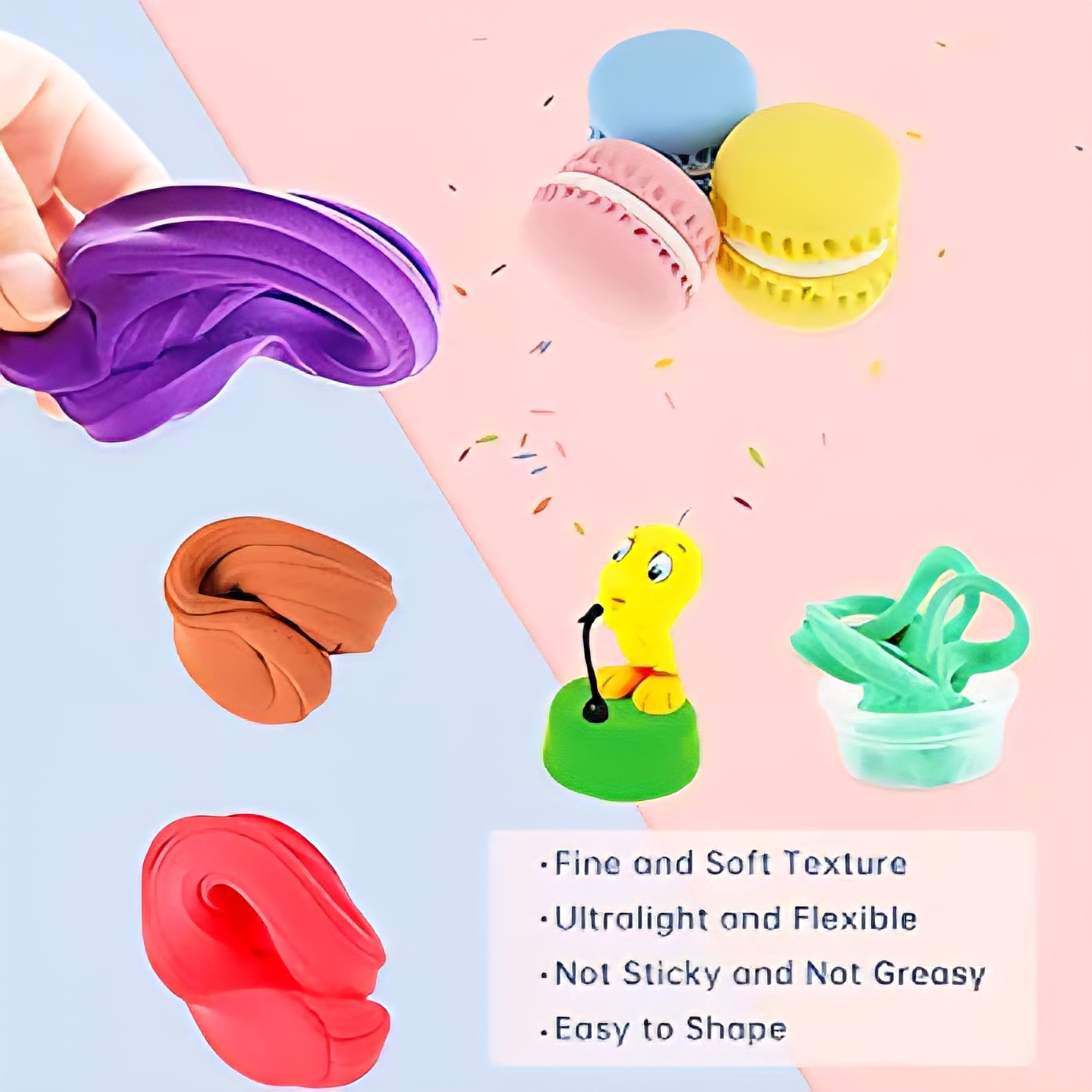 Clay Dough Fun Pack for Kids, 5 Colours with Sculpting Figures, Non-Toxic Air Dry Clay, DIY Craft Activity, BIS Approved