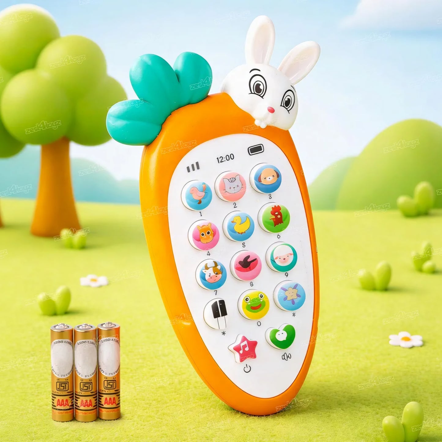 Mobile Phone Toy Cute Rabbit Face Pretend Play Mini Cell Phone Toy with Light & Sound Toys Birthday Gift for Kids