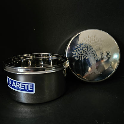 Stainless Steel Dabba with Elegant Tree Print Design Canister Storage Container