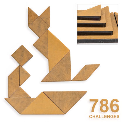 Tangram Puzzle 7 Pieces and 786 Patterns Educational Jigsaw Puzzle Game of Shapes for Mind Development of Kids
