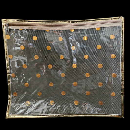 Classy gold Doted Designer Transparent Zipper Saree storage bag