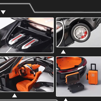 Bugatti Atlantic Model Car Sports Car Exclusive Alloy Metal Pull Back Die-Cast Car Diecast Metal Pullback Toy Car with Openable Doors & Light Music Toys for Kids - Black
