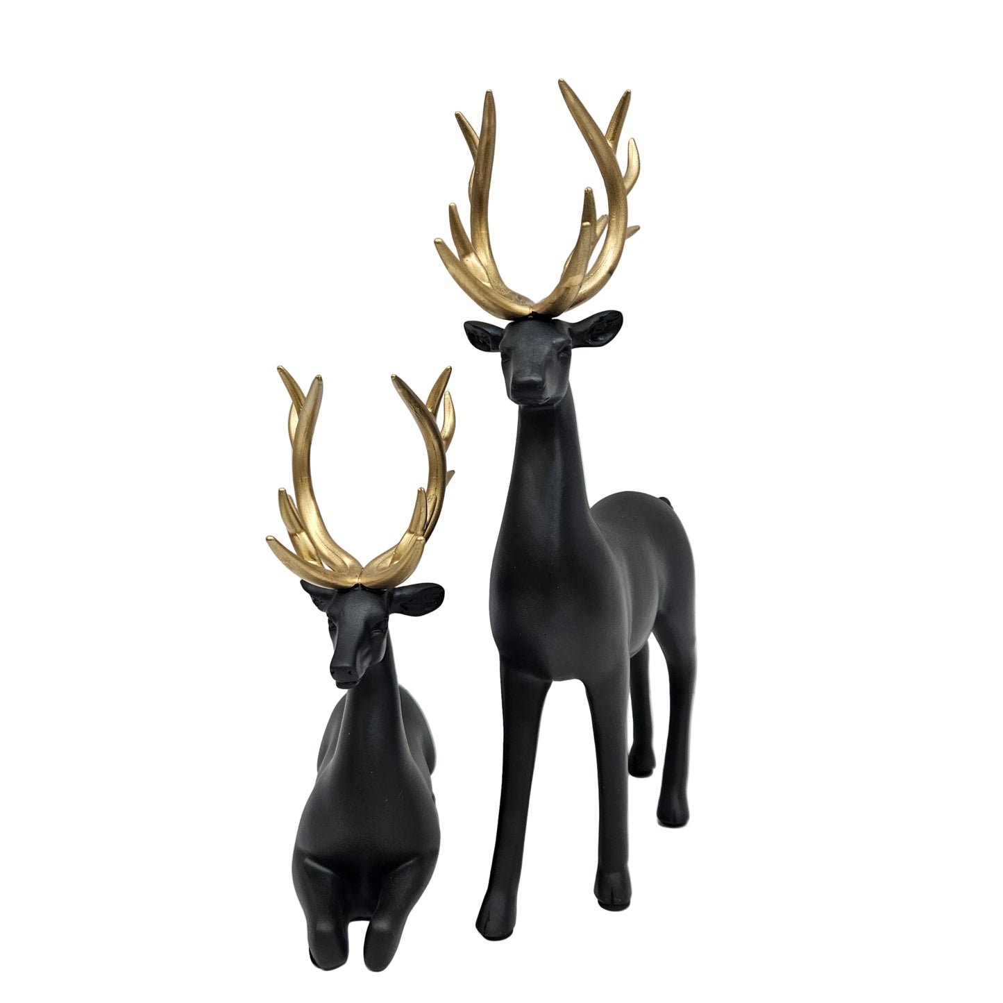 2Pcs set Reindeer Sculpture Resin Christmas Reindeer Elk Christmas Home Decor