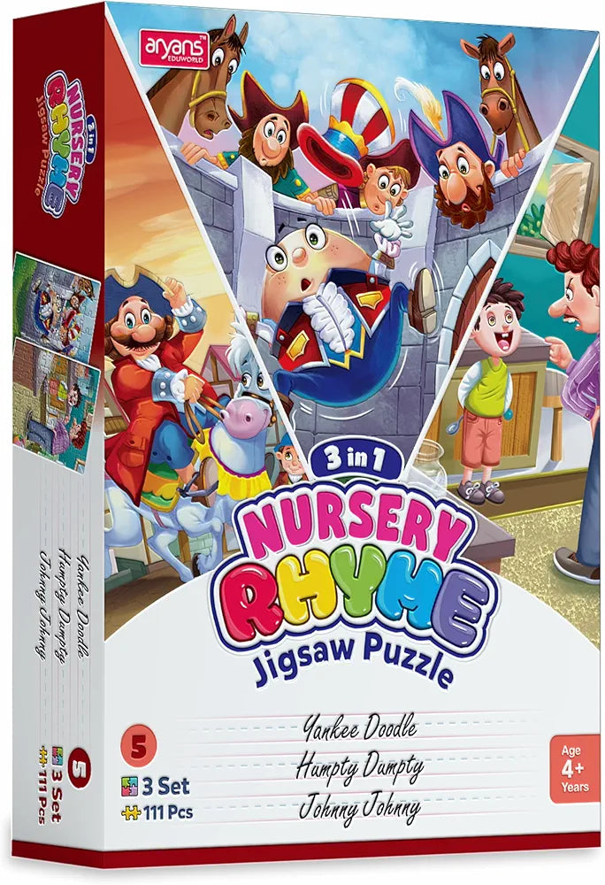Nursery Rhyme Jigsaw Puzzle for Kids - 3 in 1-3 Nursery Rhymes to Choose - 3 Set - 111 Pieces Stories puzzle set