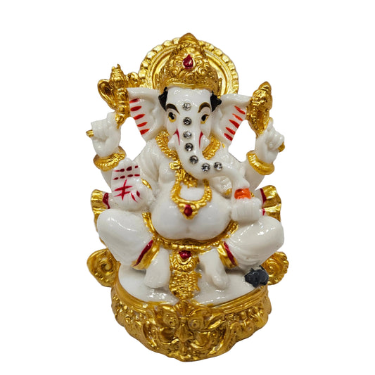 White Ceramic Ganesh Idol – Elegant Lord Ganesha Statue for Home Décor, Puja, Office, Gift – Handcrafted Spiritual Showpiece