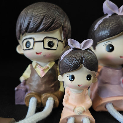 Cartoon Resin Outseam 4pieces set family Hanging Feet Doll Home Wall Decoration