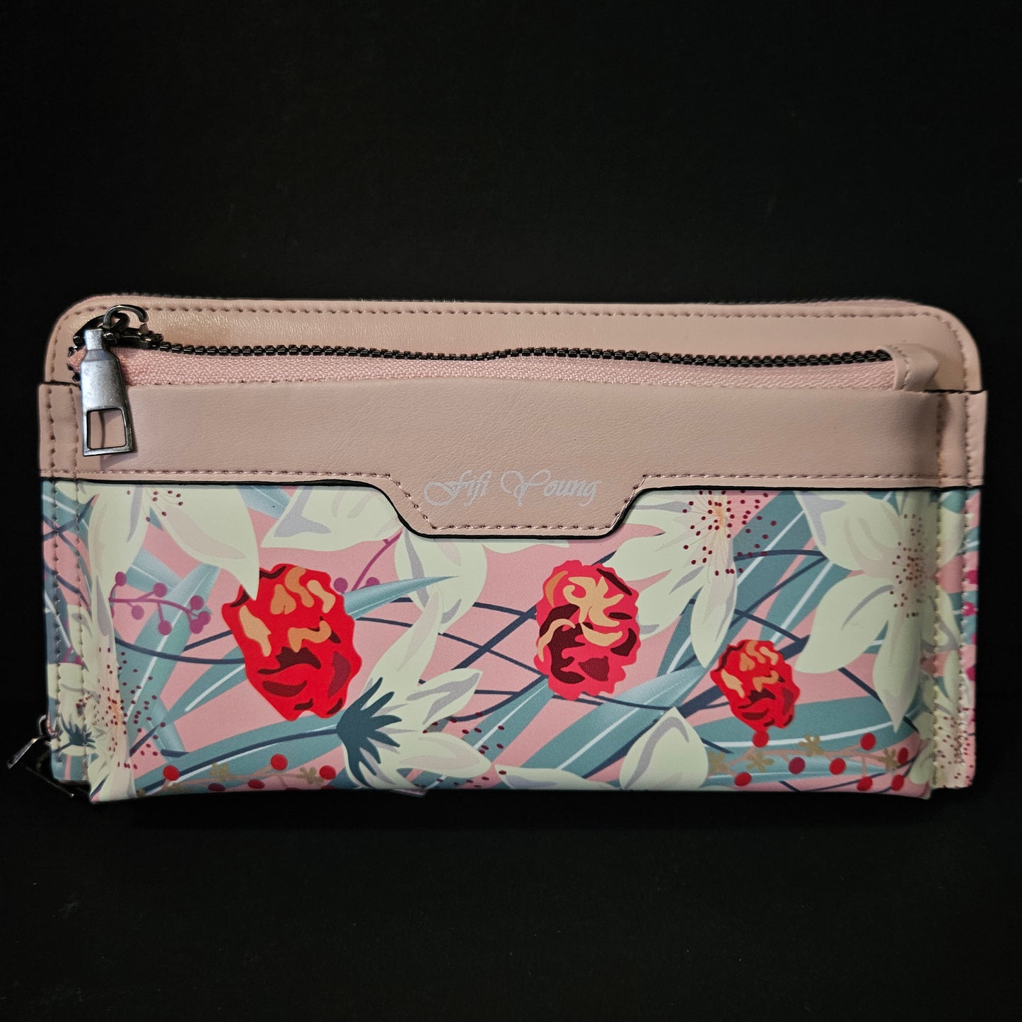 Leather Thin Slim Wallets for Women Wallet for Women with Double Zipper