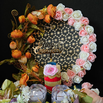 Rose Flowral Decorated Engagement Ring Platter or Wedding Engagement Ring Platter - Decorative Ring Plate and Tray for Ceremony