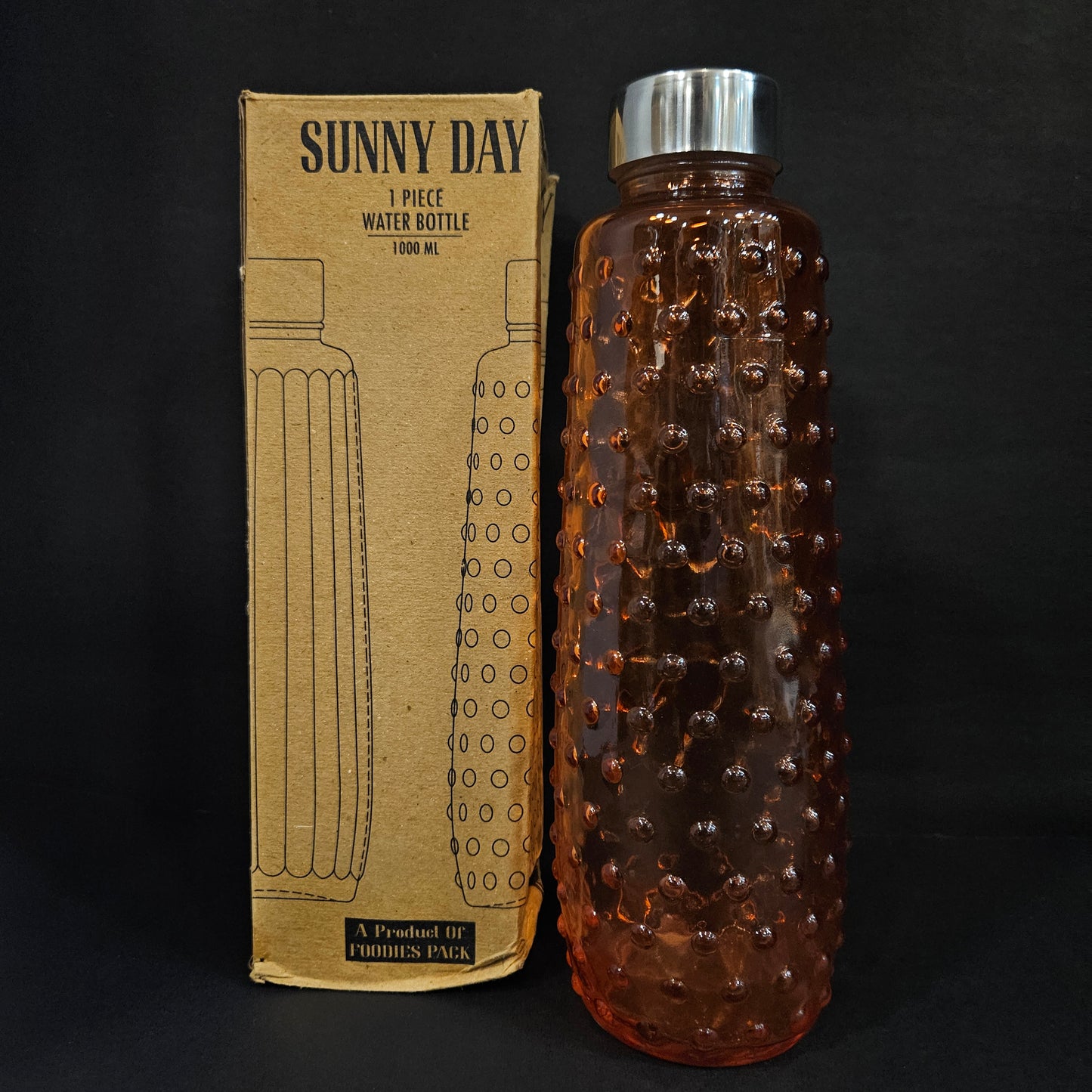 Sunny Day Water Bottle 1000ml glass Water Bottle with Bubble design Water Bottle