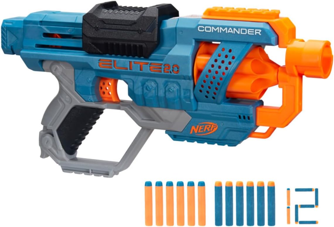 Nerf Elite 2.0 Commander Blaster, 12 Darts, 6-Dart Rotating Drum, Gift Toys for Kids Teens and Adults, Toys, Toys for Boys and Girls Ages 8 years above age,best Toy gift