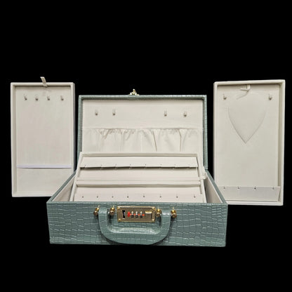 Luxury Jewellery Organiser & Storage Box with number Lock with Crocodile Pattern