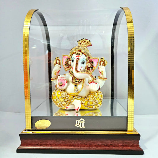 Lord Ganesha 24carats gold Plated Cabin Idol for Home Decor & Lord Ganpati Bappa Showpiece
