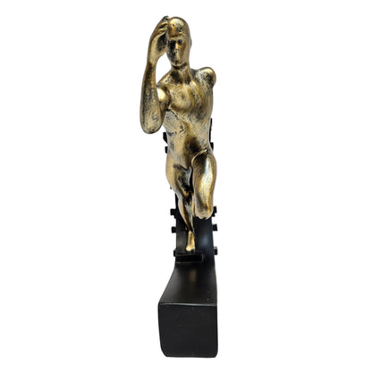 Abstract Running Man Sculpture – Matte Black & Teal Resin Decorative Showpiece for Home, Office, Gym & Living Room Decor | Fitness Runner Figurine Modern Art Statue Sports Decor