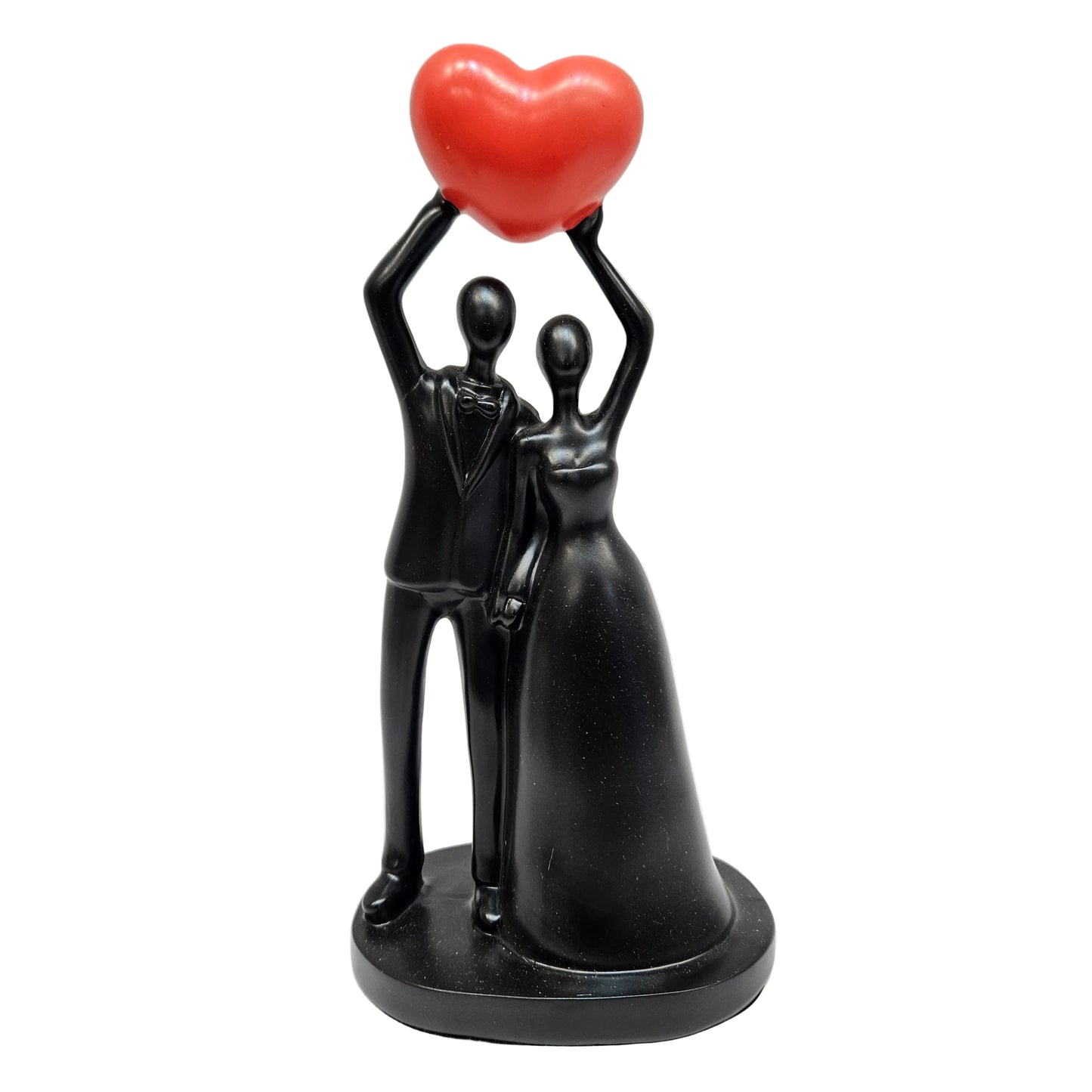 Romantic Love Couple Statue with Red Heart - Romantic Home Decor Figurine Decorative Showpiece