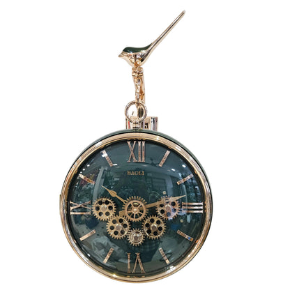 Silent Hanging Double Sided Wall Clock Two Faces Moving Gear Stylish Analog & Roman numerals Analog Latest Wall Clock station Clock for Hallway Office & Home Decor