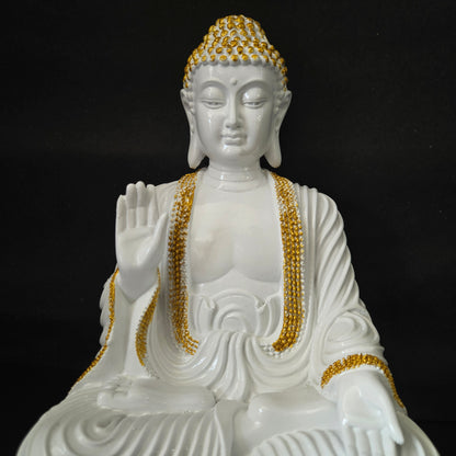 The Healing Spirit Blessing Buddha White & gold Statue for Home Decor