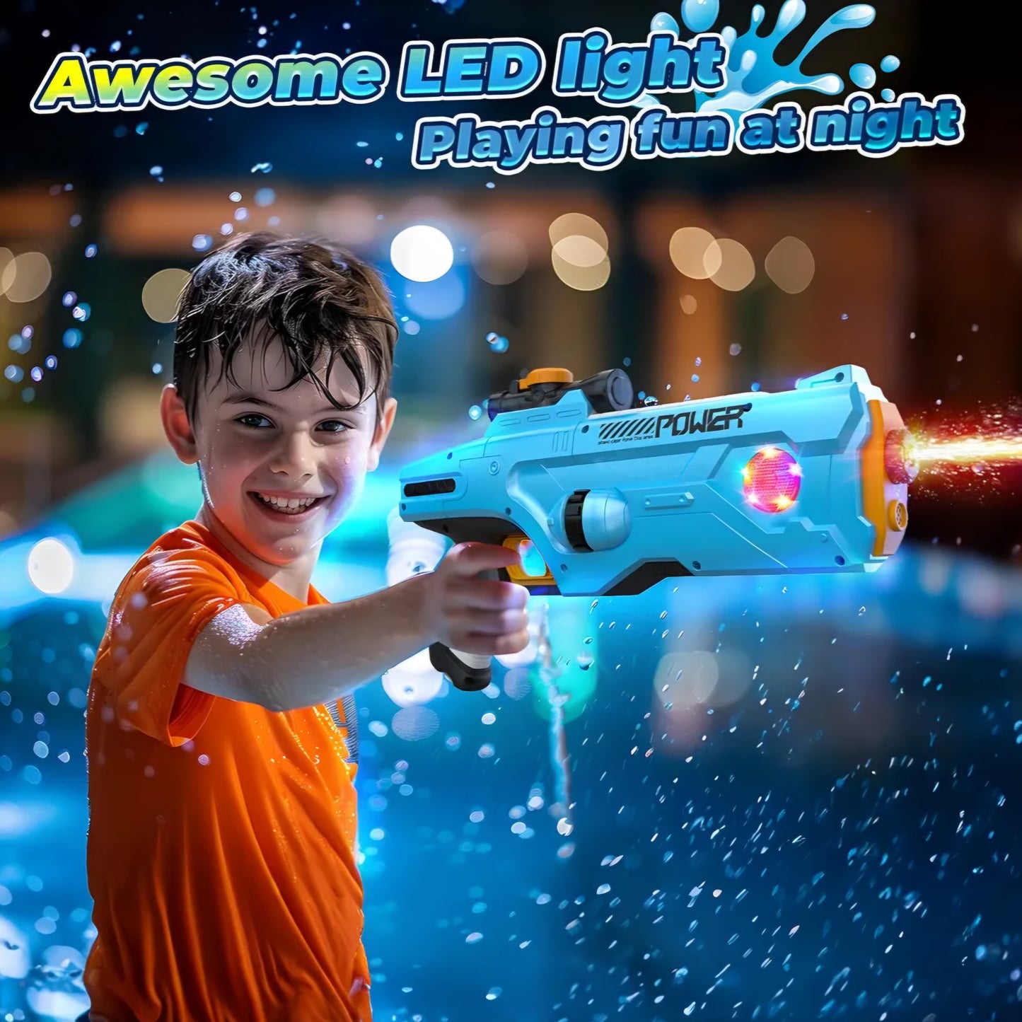 Electric Water Gun for Adults Kids,High Powered Water Blasts with Light,Powerful Automatic Squirt Gun, Auto Refill Long Range,Pool Party Swimming Outdoor Summer Toy Game for Boy Girl