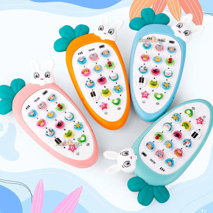 Mobile Phone Toy Cute Rabbit Face Pretend Play Mini Cell Phone Toy with Light & Sound Toys Birthday Gift for Kids