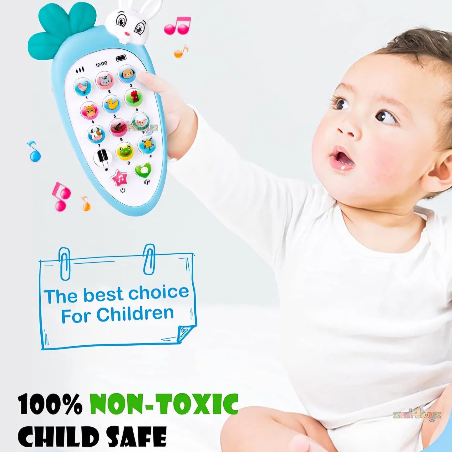 Mobile Phone Toy Cute Rabbit Face Pretend Play Mini Cell Phone Toy with Light & Sound Toys Birthday Gift for Kids