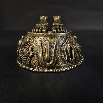 Ayyappan Traders Premium Brass Lord Balaji Charan Paduka For Pooja | Lightweigth Brass Perumal Padham for Pooja| Premium Brass Balaji Feet with Shanku Chakra Namam | Vishnu Charan Padhuka