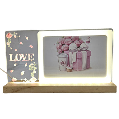 Acrylic photo frame with led night lamp,with personalized photo frame perfect for home decor & Gifting purpose