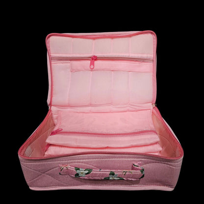 Jewellery pouch For Women 4- Zipper Compartments Travel Pouch with Bangle rod Zip Lock For Gold Storage & Earrings Organizer