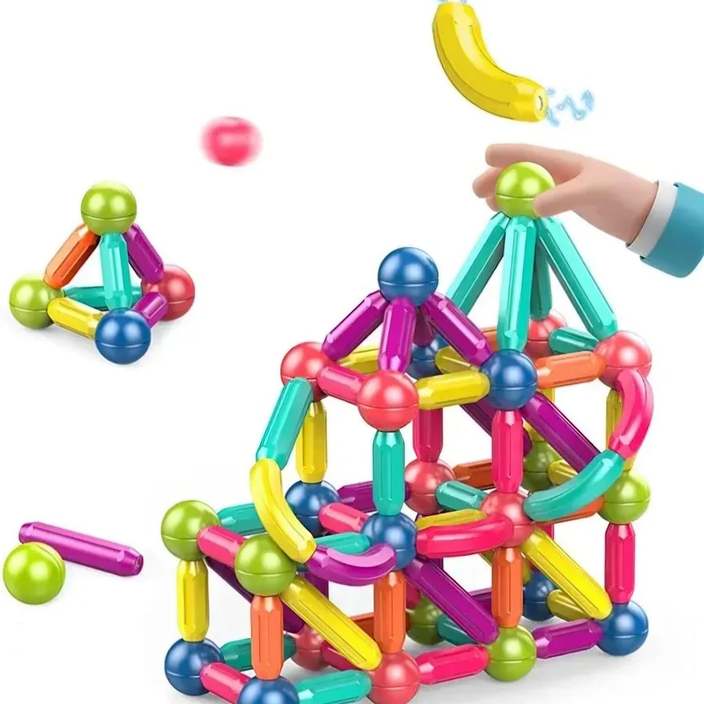 Magnetic Bar Blocks, 25 Pieces Colourful Construction Set, Ages 3+