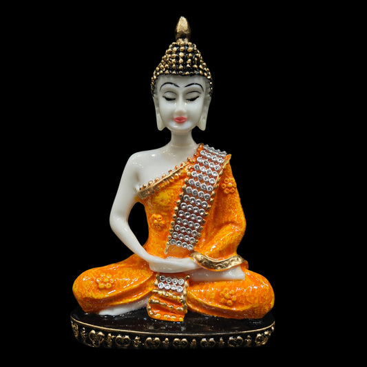 Meditating Buddha Polyresin Idol Showpiece - Perfect for Living Room, Bedroom and Office Space Home Decor Staircase Wall Decoration Ideal Gifting