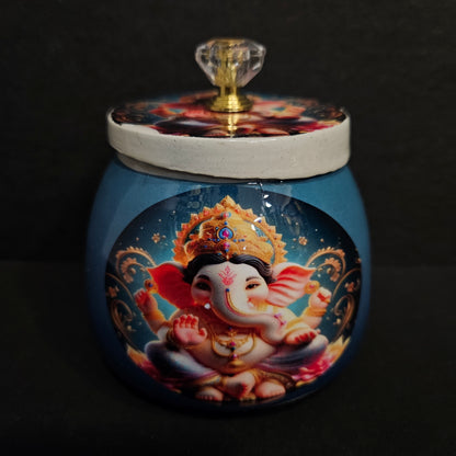 Lord Ganesha Metal Pichwai Storage Containers for Return gifts,marriage gifts