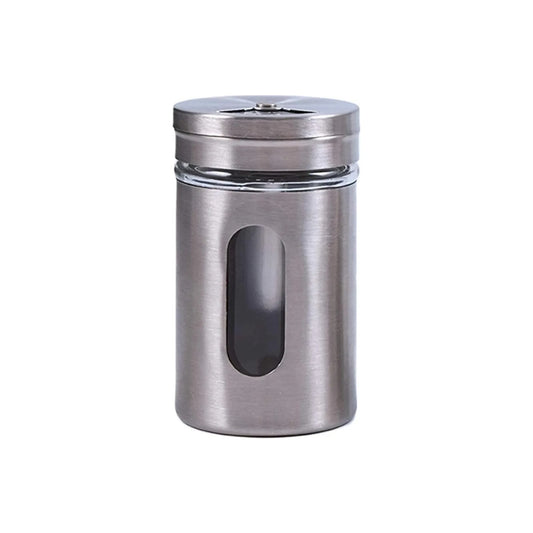 Glass Spice Jar Stainless Steel & Salt & Pepper Shaker, Oregano, Chilli Flakes Seasoning Sprinkler,Air Tight Kitchen Container,Dining Table Masala Box Dabbi