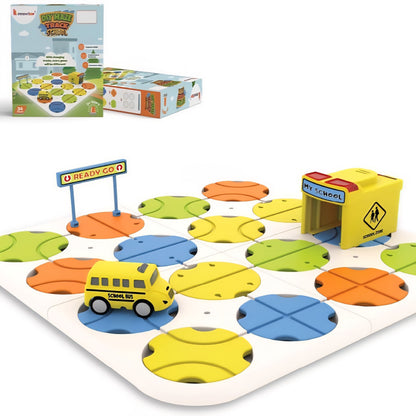 Track Maze Race Car Track Building Block Educational Toy Set Tiles DIY Play Set 2 Light Up Car STEM Learning Police,School