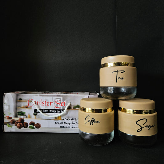 Shelly glassware Canister 3 pieces glass storage jar set perfect for Return gifting purpose