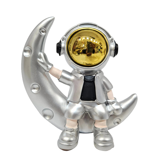 Astronaut Figurine Resin Space Decor Moon Surface Statue | Cute Kicking Astronaut Showpiece for Home Office Desk, Kids Room Decoration | Galaxy Theme Collectible Gift for Child, Space Lovers