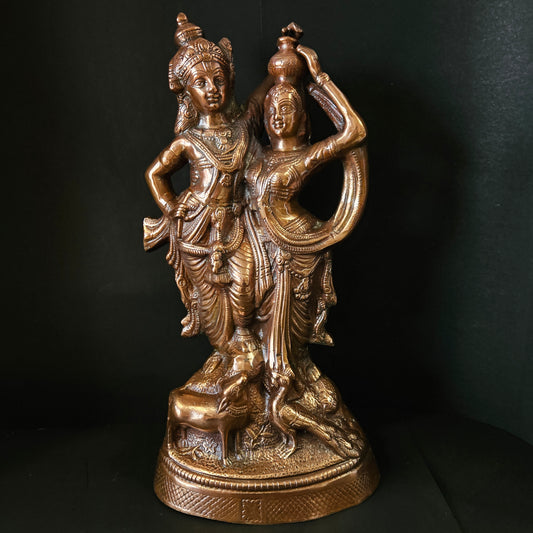 Handcrafted Copper Radha Krishna Statue Showpiece Figurine for Pooja Room & home