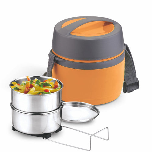Asian urban pack 2 Tiffin carrier Supplied with 2 family size Stainless steel containers with Stainless Steel lids