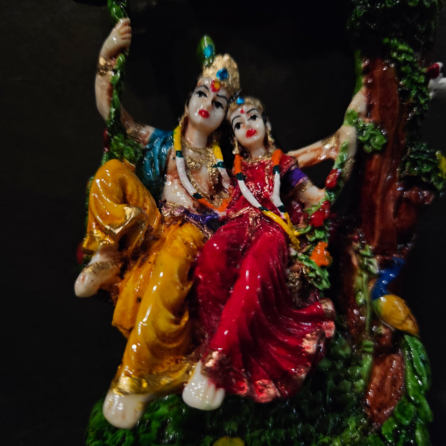 Radha Krishna Idol on Swing jhula Polyresin Statue showpiece Figurine