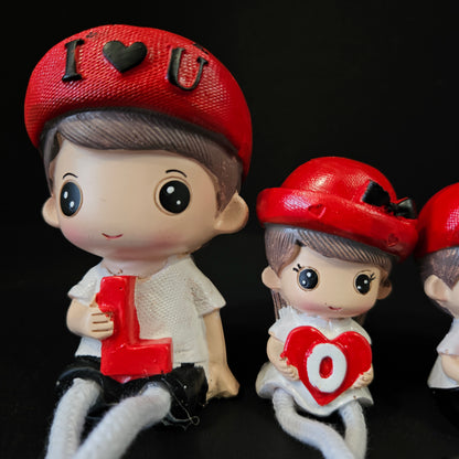 Cartoon Resin Outseam 4pieces set Dolls Hanging Feet Doll Home Wall Decoration