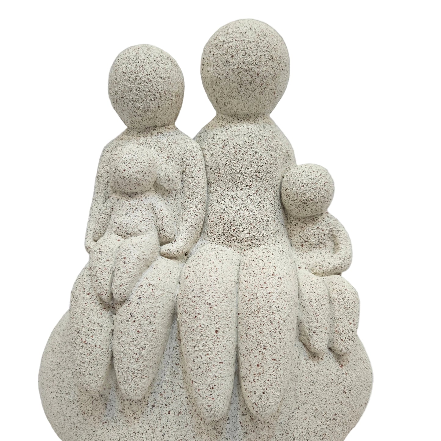 Family of 4 Figurines - Resin Hand-Painted Parents and Kids Beige Abstract Sculpture- Heartwarming Ornaments Home Tabletop Shelf Gift Decor